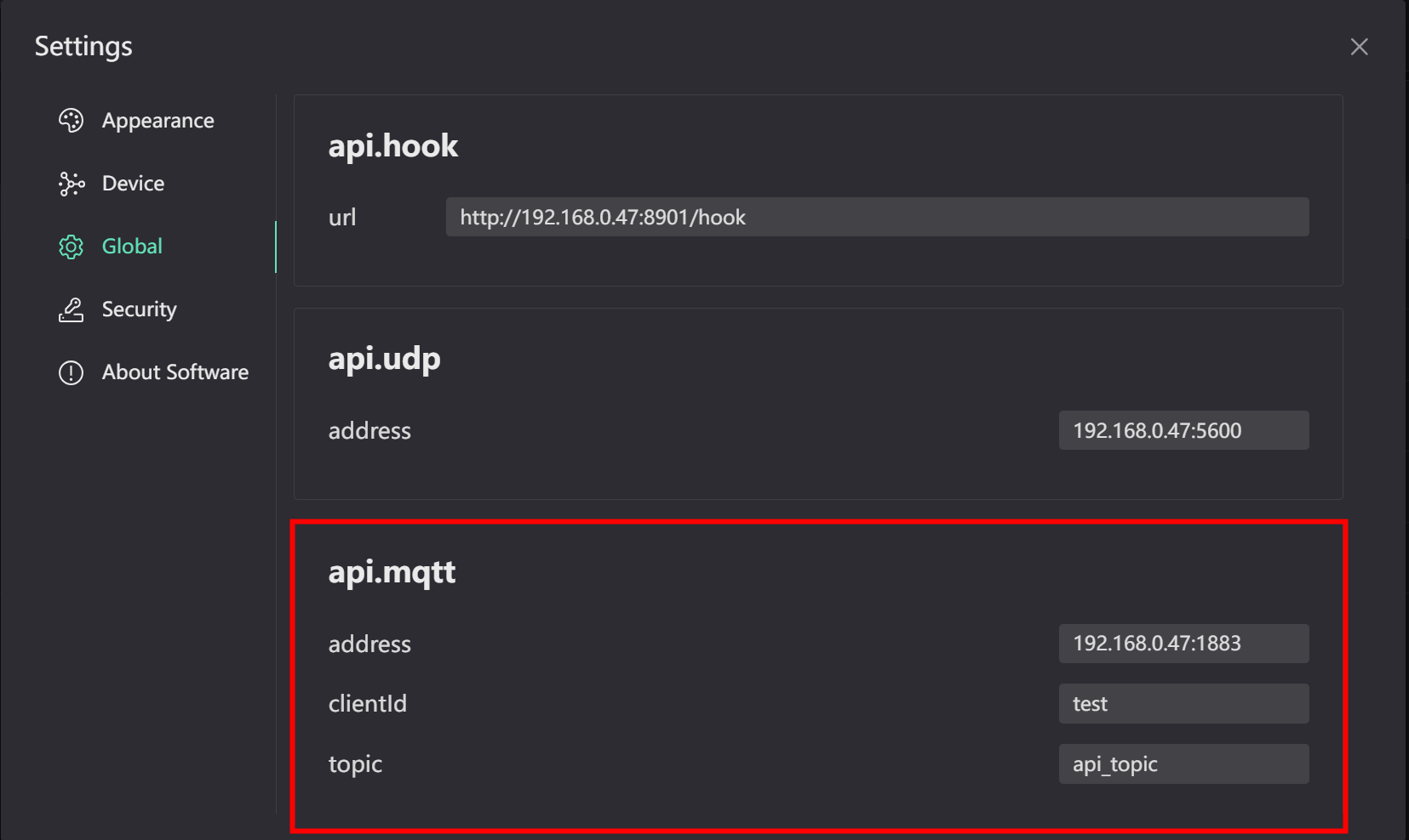 MQTT 配置示例